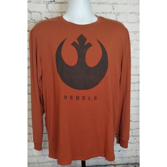 STAR WARS movie REBEL logo DARTH Vader YODA Ewok MEN’s LONG SLEEVE T-Shirt XL - Picture 1 of 4